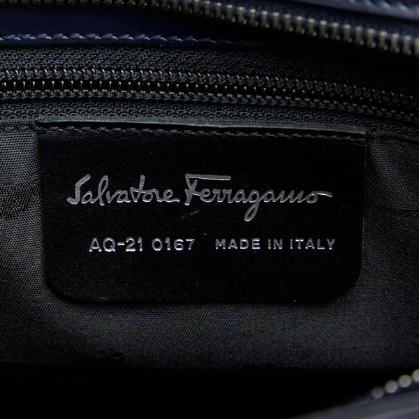 サルヴァトーレフェラガモ ガンチーニ ハンドバッグ ショルダーバッグ 2WAY AQ-21 0167 ネイビー レザー レディース Salvatore Ferragamo 【中古】