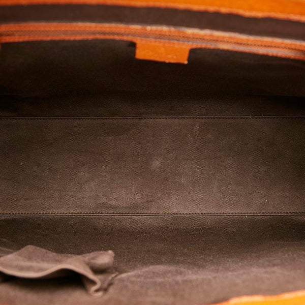 グッチ GGキャンバス ハンドバッグ トートバッグ 120897 ベージュ ブラウン レザー キャンバス レディース GUCCI 【中古】