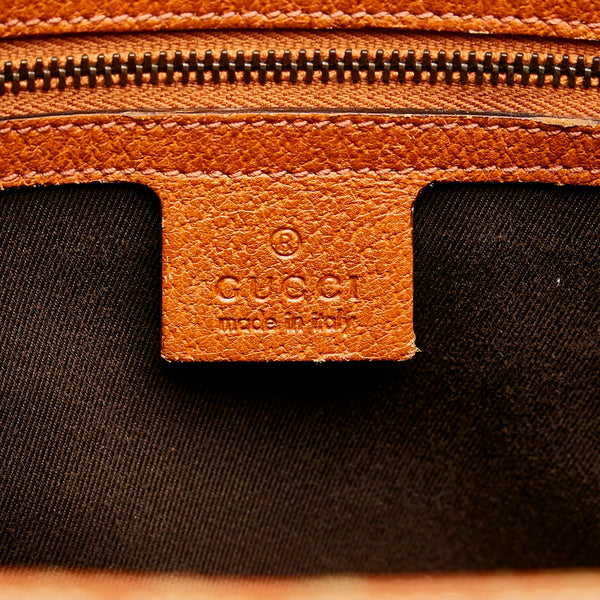 グッチ GGキャンバス ハンドバッグ トートバッグ 120897 ベージュ ブラウン レザー キャンバス レディース GUCCI 【中古】