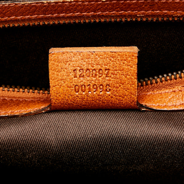 グッチ GGキャンバス ハンドバッグ トートバッグ 120897 ベージュ ブラウン レザー キャンバス レディース GUCCI 【中古】