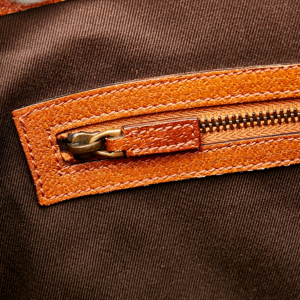 グッチ GGキャンバス ハンドバッグ トートバッグ 120897 ベージュ ブラウン レザー キャンバス レディース GUCCI 【中古】