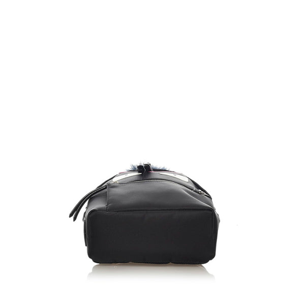 フェンディ モンスター リュック バックパック 8BZ038 ブラック ナイロン レザー ファー  レディース FENDI 【中古】