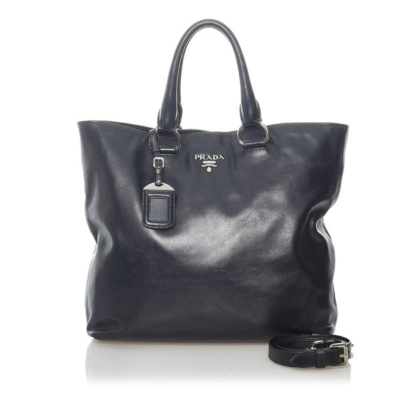 プラダ トートバッグ ショルダーバッグ 2WAY ブラック レザー メンズ PRADA 【中古】
