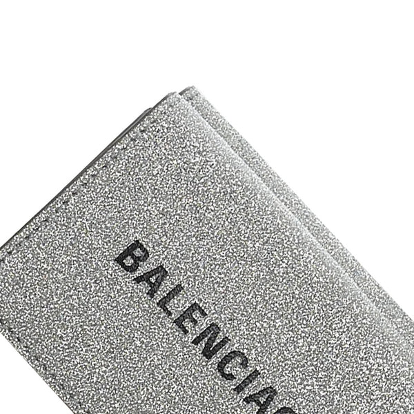 バレンシアガ エブリデイ 三つ折り財布 551921 シルバー ラメ レザー レディース BALENCIAGA 【中古】