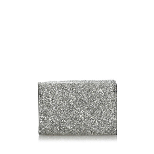 バレンシアガ エブリデイ 三つ折り財布 551921 シルバー ラメ レザー レディース BALENCIAGA 【中古】