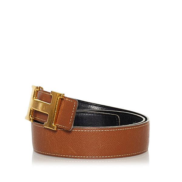 エルメス リバーシブル ブラウン ブラック レザー ベルト レディース HERMES □A刻印 【中古】