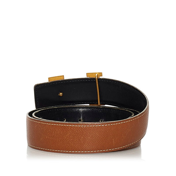 エルメス リバーシブル ブラウン ブラック レザー ベルト レディース HERMES □A刻印 【中古】