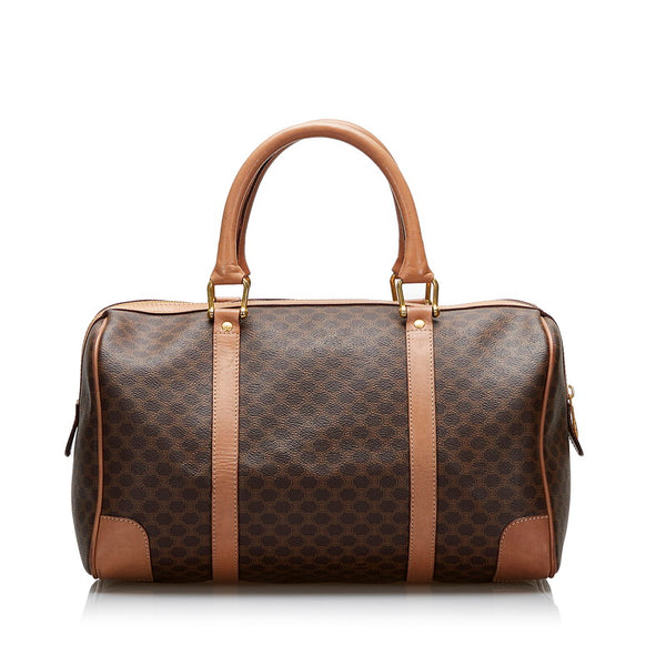 セリーヌ マカダム ハンドバッグ ボストンバッグ ブラウン PVC レザー レディース CELINE 【中古】