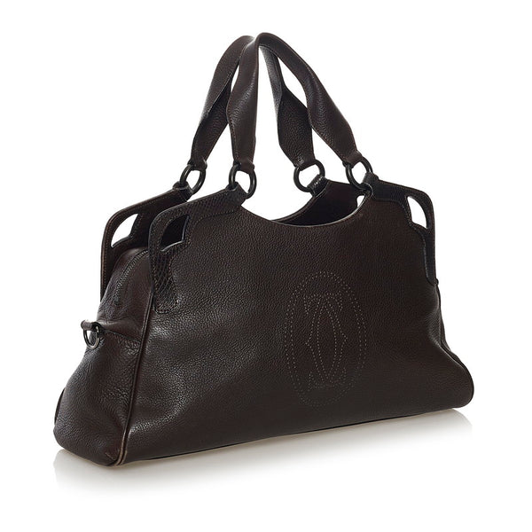 カルティエ マルチェロ ハンドバッグ ショルダーバッグ 2WAY ブラウン レザー レディース CARTIER 【中古】