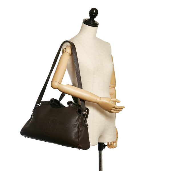 カルティエ マルチェロ ハンドバッグ ショルダーバッグ 2WAY ブラウン レザー レディース CARTIER 【中古】