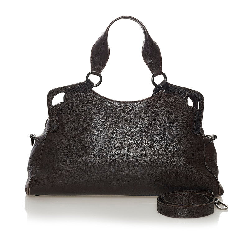 カルティエ マルチェロ ハンドバッグ ショルダーバッグ 2WAY ブラウン レザー レディース CARTIER 【中古】