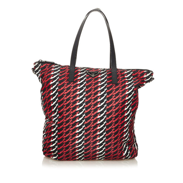 プラダ テスート トートバッグ ショルダーバッグ 2WAY ブラック レッド ホワイト ナイロン レディース PRADA 【中古】