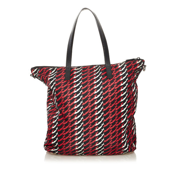 プラダ テスート トートバッグ ショルダーバッグ 2WAY ブラック レッド ホワイト ナイロン レディース PRADA 【中古】