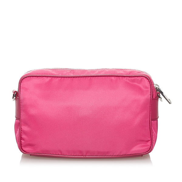 プラダ ポコノ 斜め掛け ショルダーバッグ ピンク ナイロン レザー レディース PRADA 【中古】