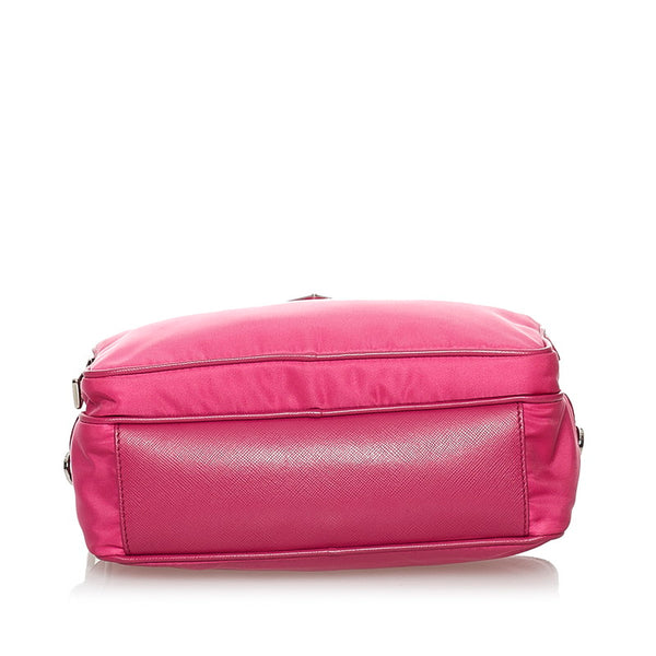 プラダ ポコノ 斜め掛け ショルダーバッグ ピンク ナイロン レザー レディース PRADA 【中古】