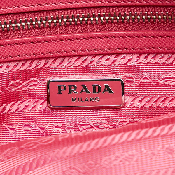 プラダ ポコノ 斜め掛け ショルダーバッグ ピンク ナイロン レザー レディース PRADA 【中古】