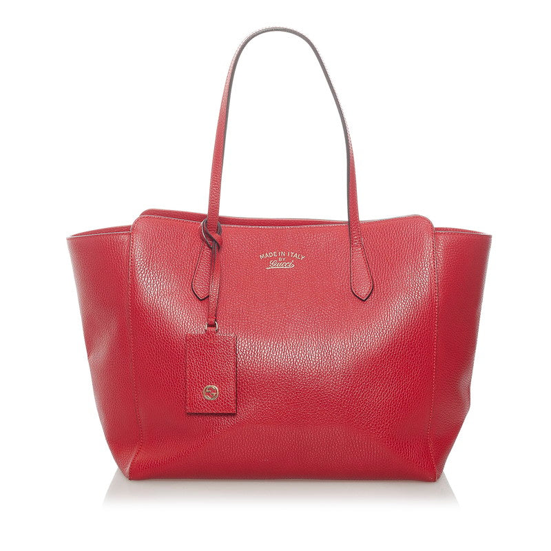 グッチ スウィング ラージ トートバッグ 354397 レッド レザー レディース GUCCI 【中古】