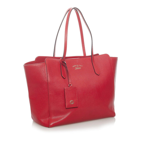 グッチ スウィング ラージ トートバッグ 354397 レッド レザー レディース GUCCI 【中古】
