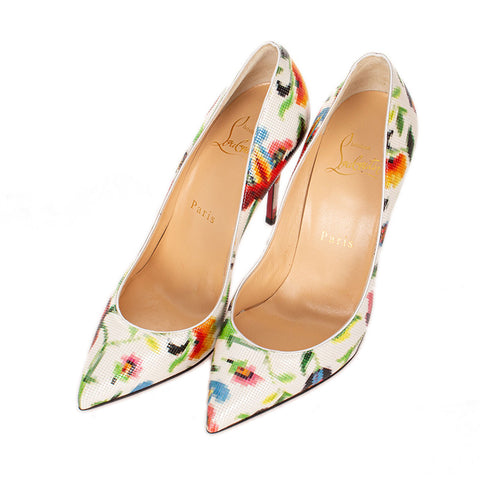 クリスチャンルブタン モザイク パンプス ホワイト PVC レディース Christian Louboutin 【中古】