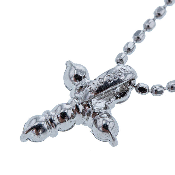 Pt900 プラチナ Pt850 プラチナ ダイヤ0.15ct クロスモチーフ ネックレス レディース 【中古】