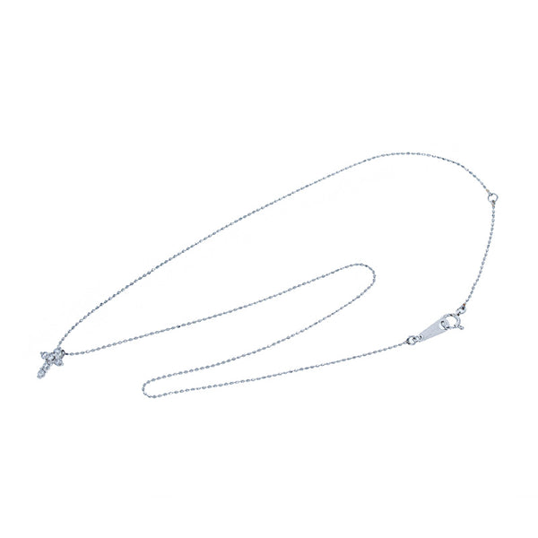 Pt900 プラチナ Pt850 プラチナ ダイヤ0.15ct クロスモチーフ ネックレス レディース 【中古】