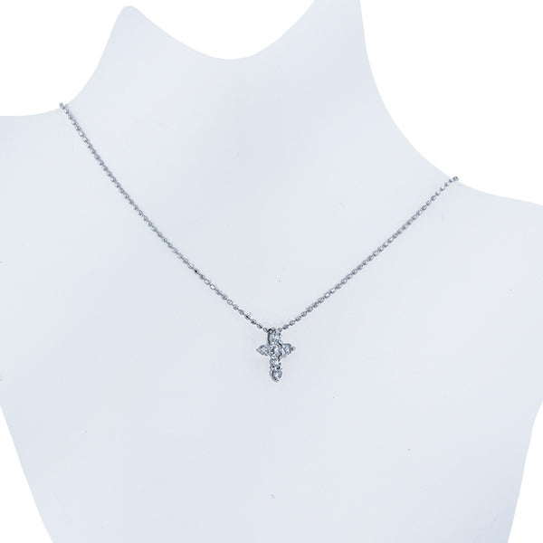 Pt900 プラチナ Pt850 プラチナ ダイヤ0.15ct クロスモチーフ ネックレス レディース 【中古】