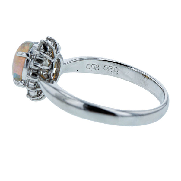 Pt900 プラチナ オパール0.63ct ダイヤ0.20ct リング 指輪 レディース 13.5号 【中古】