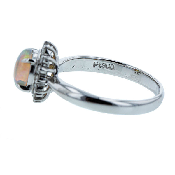 Pt900 プラチナ オパール0.63ct ダイヤ0.20ct リング 指輪 レディース 13.5号 【中古】