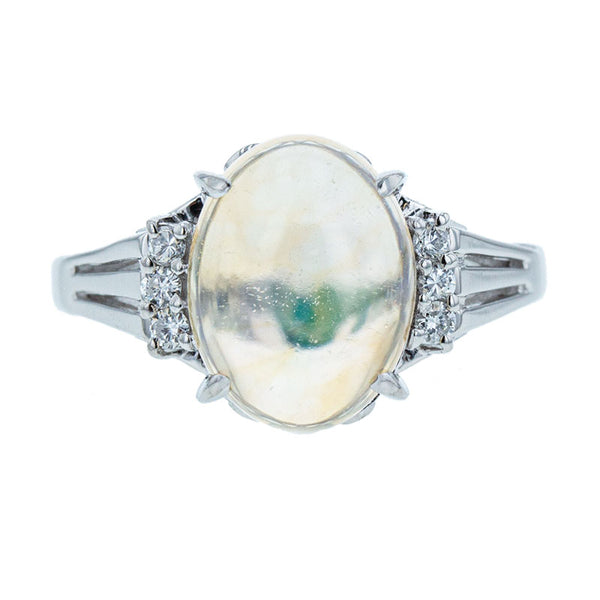 Pt900 プラチナ ウオーターオパール3.06ct ダイヤ0.09ct リング 指輪 レディース 13.5号 【中古】
