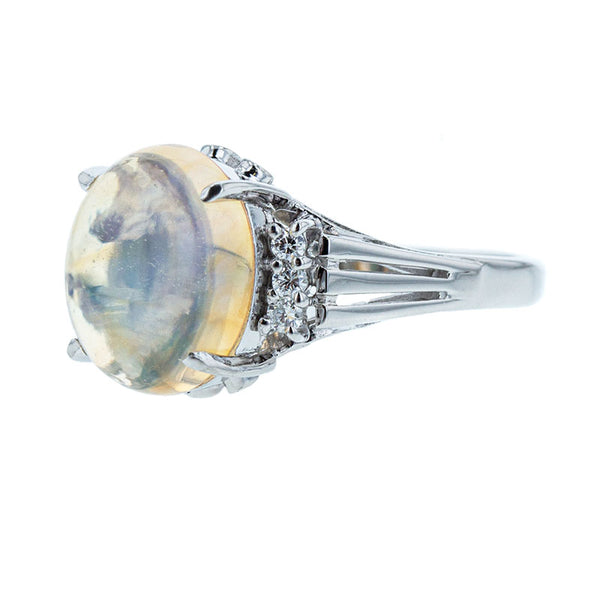 Pt900 プラチナ ウオーターオパール3.06ct ダイヤ0.09ct リング 指輪 レディース 13.5号 【中古】