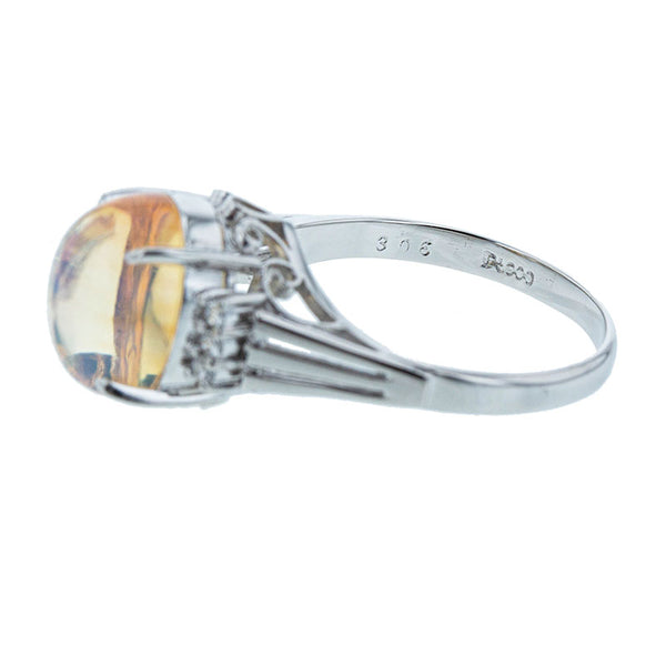 Pt900 プラチナ ウオーターオパール3.06ct ダイヤ0.09ct リング 指輪 レディース 13.5号 【中古】