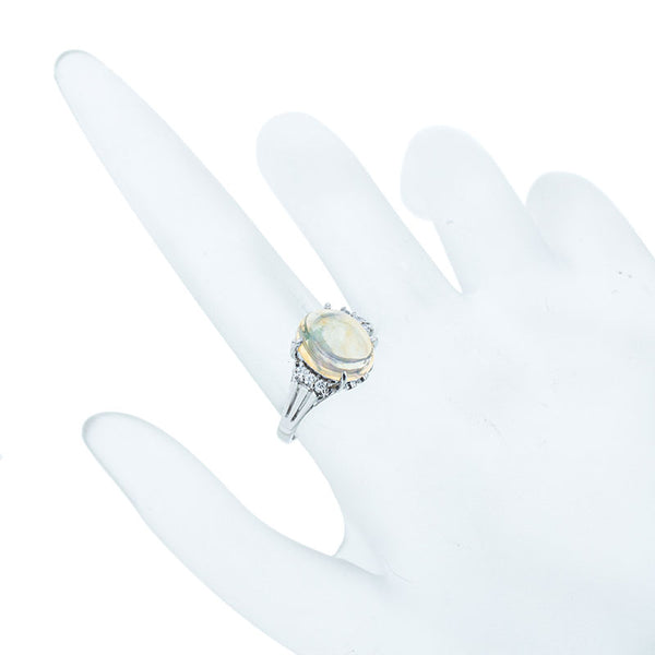Pt900 プラチナ ウオーターオパール3.06ct ダイヤ0.09ct リング 指輪 レディース 13.5号 【中古】