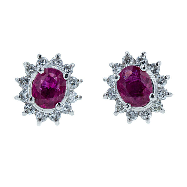 Pt900 プラチナ ルビー ダイヤ0.36ct ピアス レディース 【中古】
