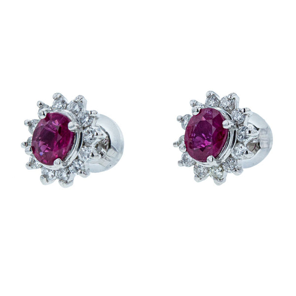 Pt900 プラチナ ルビー ダイヤ0.36ct ピアス レディース 【中古】