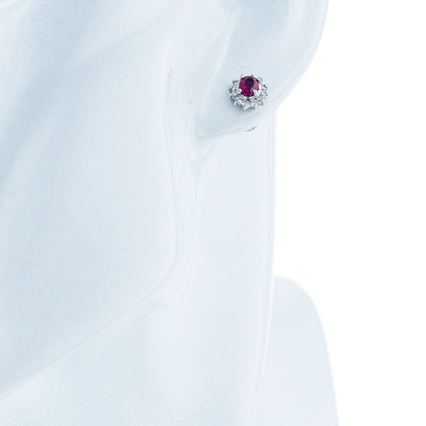 Pt900 プラチナ ルビー ダイヤ0.36ct ピアス レディース 【中古】
