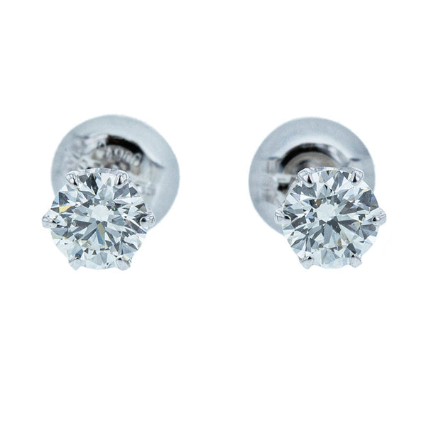 Pt900 プラチナ ダイヤ0.293ct ダイヤ0.287ct 一粒 ピアス レディース 【中古】