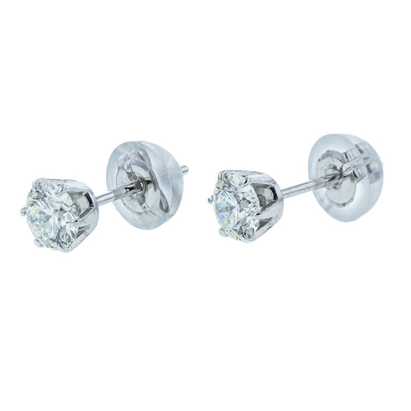 Pt900 プラチナ ダイヤ0.293ct ダイヤ0.287ct 一粒 ピアス レディース 【中古】