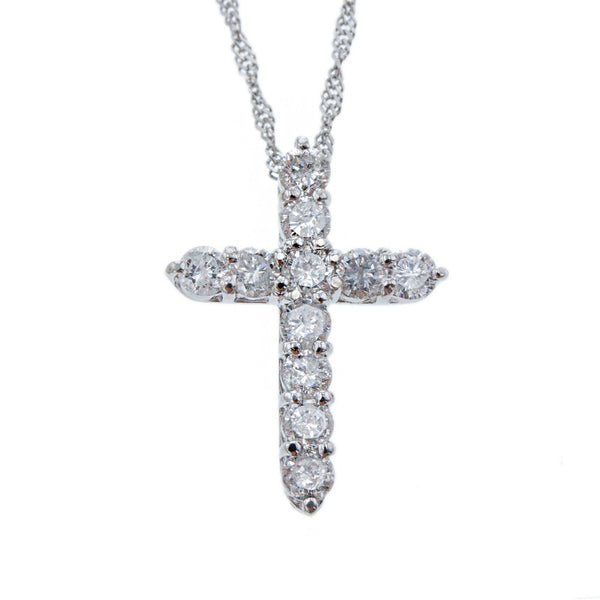 Pt900 プラチナ Pt850 プラチナ ダイヤ0.50ct クロスモチーフ ネックレス レディース 【中古】