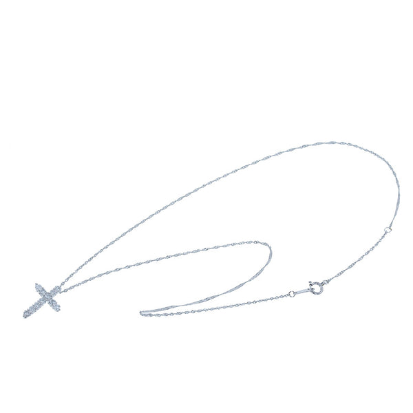 Pt900 プラチナ Pt850 プラチナ ダイヤ0.50ct クロスモチーフ ネックレス レディース 【中古】