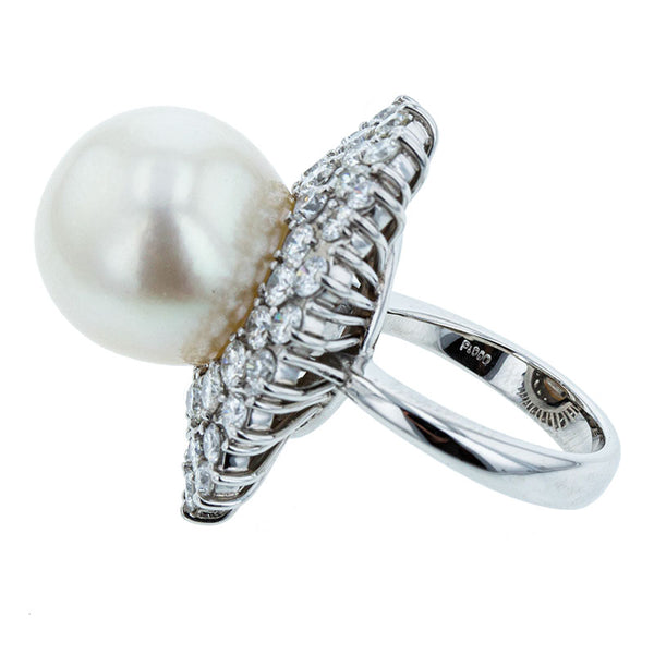 Pt900 プラチナ 白蝶パール14.7mm ダイヤ2.671ct リング 指輪 レディース 9号 【中古】