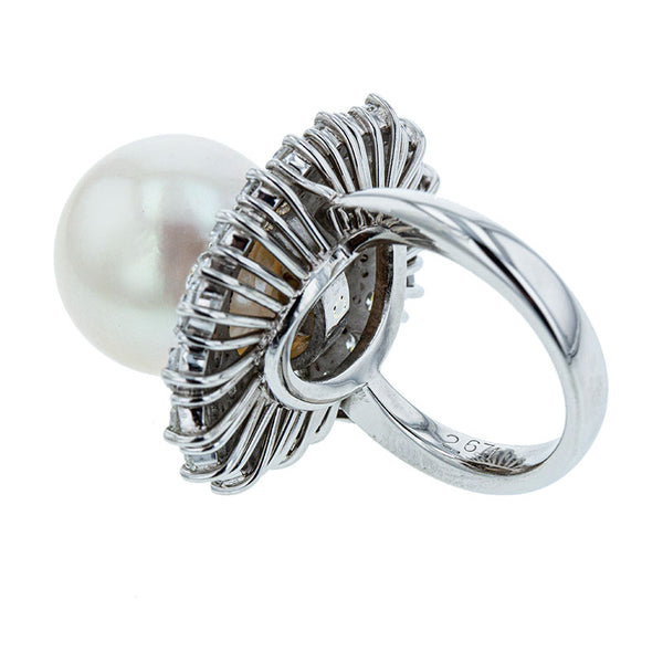 Pt900 プラチナ 白蝶パール14.7mm ダイヤ2.671ct リング 指輪 レディース 9号 【中古】