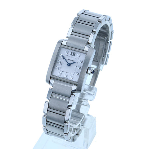 カルティエ タンクフランセーズSM WE110006 シルバー ステンレススチール 腕時計 レディース CARTIER クオーツ ホワイト文字盤 【中古】
