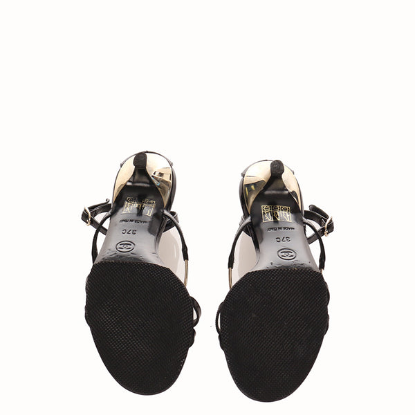 シャネル ココマーク ブラック エナメル ミュール レディース CHANEL 【中古】