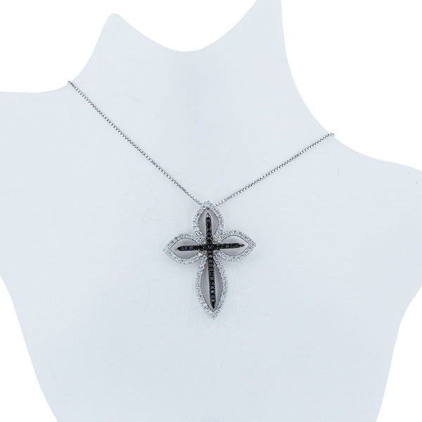 K18YG イエローゴールド ダイヤ0.57ct クロスモチーフ ネックレス レディース 【中古】