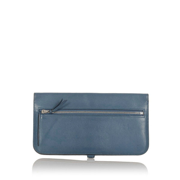 エルメス ドゴン ダークブルー レザー 長財布 レディース HERMES A刻印 【中古】