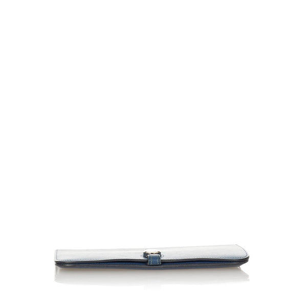 エルメス ドゴン ダークブルー レザー 長財布 レディース HERMES A刻印 【中古】