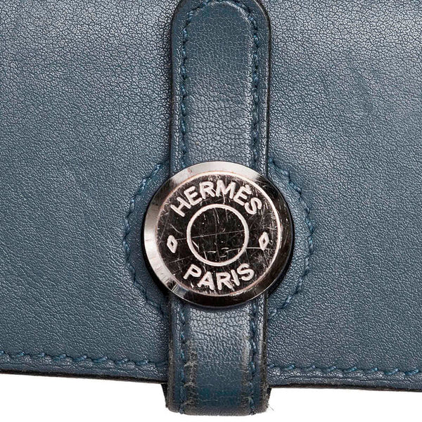 エルメス ドゴン ダークブルー レザー 長財布 レディース HERMES A刻印 【中古】