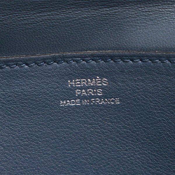 エルメス ドゴン ダークブルー レザー 長財布 レディース HERMES A刻印 【中古】