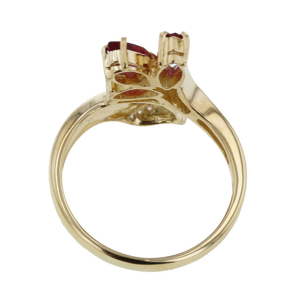 K18YG イエローゴールド ルビー0.90ct ダイヤ0.17ct リング 指輪 レディース 12号 【中古】