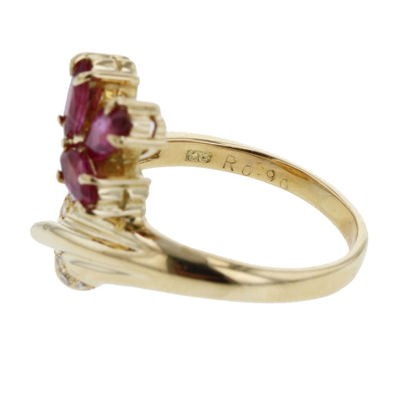 K18YG イエローゴールド ルビー0.90ct ダイヤ0.17ct リング 指輪 レディース 12号 【中古】